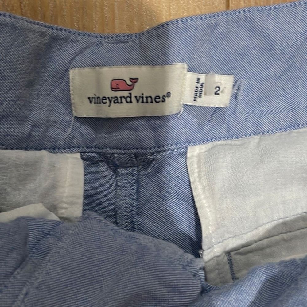 Vineyard Vines Bow Front Tie Waist Shorts Cornflower Chambray Blue Womens 2 - Picture 2 of 3